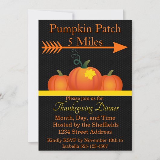 パッチのオレンジ色のカボチャ 招待状 (正面)