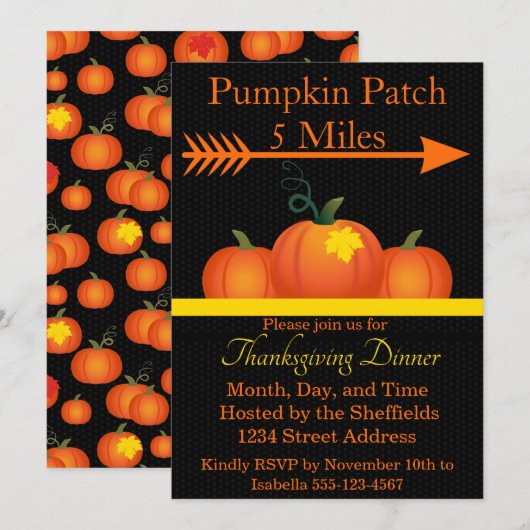 パッチのカボチャ 招待状 (正面/裏面)
