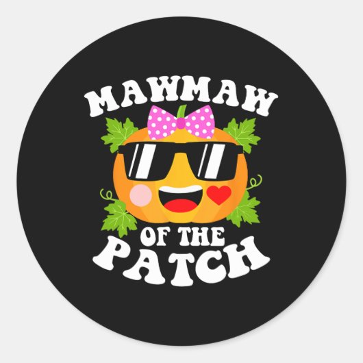 パッチのカボチャMawmaw面白いハロウィーンファミル ラウンドシール (正面)