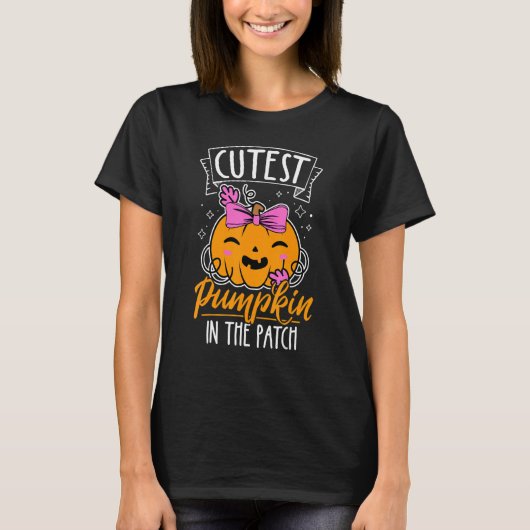 パッチのハロウィーンパンプクで最も不気味かわいいカボチャ Tシャツ (正面)