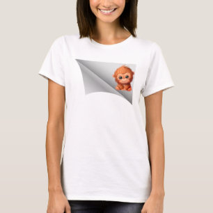パッチの下の可愛いサル Tシャツ