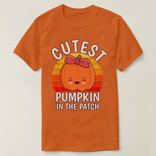 パッチの中のハロウィーンキュートカボチャ Tシャツ (デザイン正面)