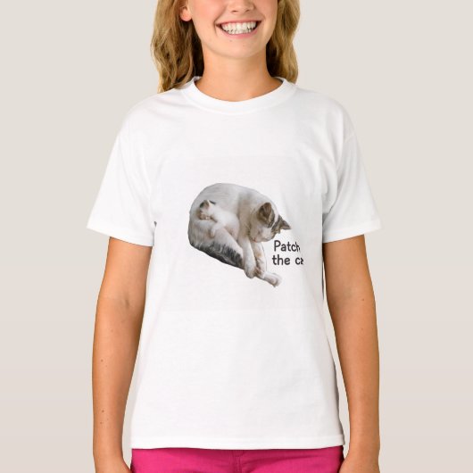 パッチの猫と子猫 Tシャツ (正面)