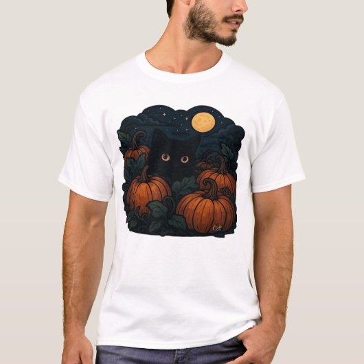 パッチの黒猫 クラシックTシャツ Tシャツ (正面)