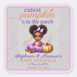 パッチアフロベビーガールシャワーで最もキュートカボチャ スクエアシール