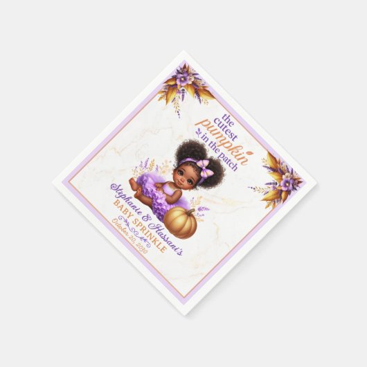 パッチアフロベビーガールシャワーで最もキュートカボチャ スタンダードカクテルナプキン (角)