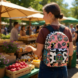 パッチコレクター – 私は牛の愛プリントカットソーバッグ プリントバックパック