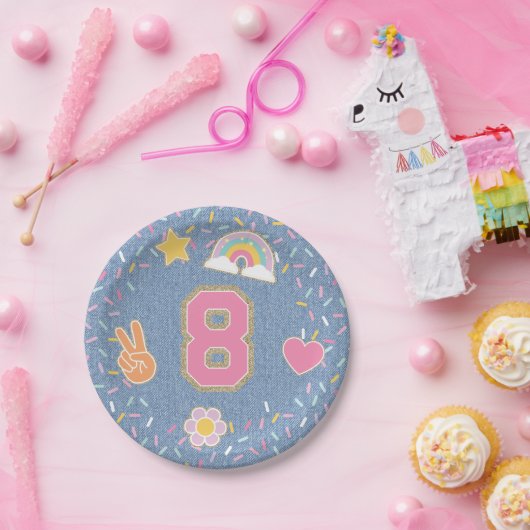 パッチデ名門私立校風のニムジャンジャケット8誕生日 ペーパープレート (パーティー)