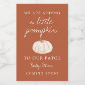 パッチベビーシャワーにカボチャを加える ワインラベル (シングルラベル)