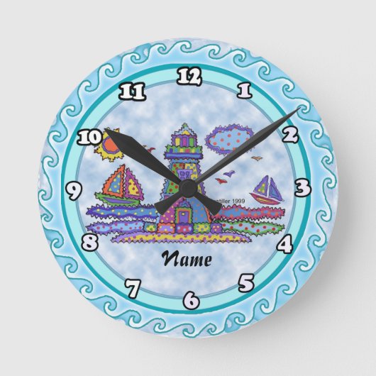 パッチライトハウス ラウンド壁時計 (正面)