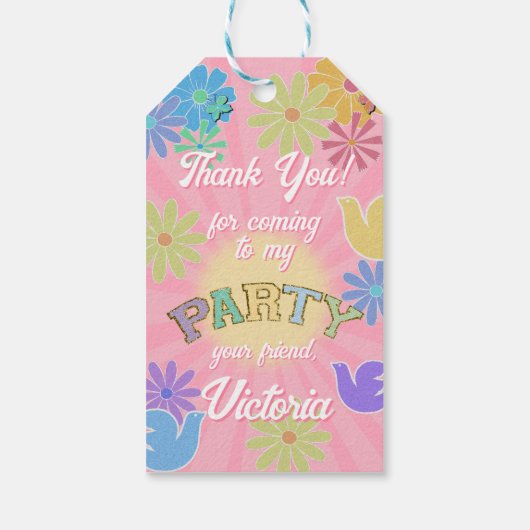 パッチレターバースデーパーティーレトロ名門私立校風のヒッピー ギフトタグ (裏面)