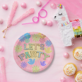 パッチレターバースデーパーティーレトロ名門私立校風のヒッピー ペーパープレート