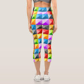 パッチワーカッコいいクカラフルの三角形の幾何学的パターン カプリレギンス (裏面)