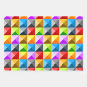 パッチワーカッコいいクカラフルの三角形の幾何学的パターン ラッピングペーパーシート (正面2)