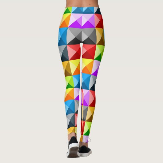 パッチワーカッコいいクカラフルの三角形の幾何学的パターン レギンス (裏面)