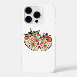 パッチワークいちごハートかわいいコケットアート iPhone 16 PROケース