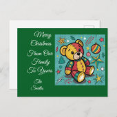 パッチワークお洒落クリスマステディベア シーズンポストカード (正面/裏面)
