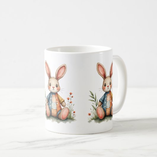 パッチワークお洒落バニーコテージコアウッドランド コーヒーマグカップ (正面右)