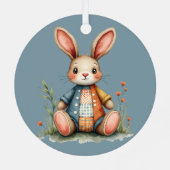 パッチワークお洒落バニーコテージコアウッドランド メタルオーナメント (裏面)