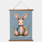 パッチワークお洒落バニーコテージコアウッドランド 吊り下げ型タペストリー (正面)