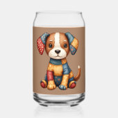 パッチワークお洒落パピーフォークアートコテージコア ガラス缶 (正面)