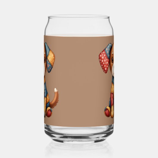 パッチワークお洒落パピーフォークアートコテージコア ガラス缶 (右)