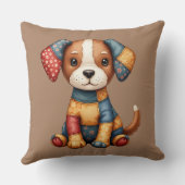 パッチワークお洒落パピーフォークアートコテージコア クッション (裏面)