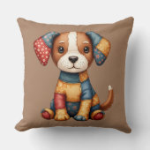 パッチワークお洒落パピーフォークアートコテージコア クッション (正面)