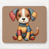 パッチワークお洒落パピーフォークアートコテージコア マウスパッド (正面)