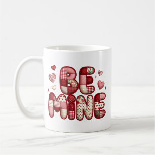 パッチワークで"Be Mine"バレンタインマグ コーヒーマグカップ