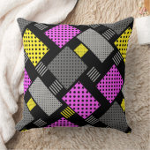 パッチワークと水玉模様ストライプと紫色の黄色 クッション (ブランケット)