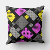 パッチワークと水玉模様ストライプと紫色の黄色 クッション (裏面)