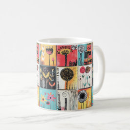 パッチワークのよくはしゃぐ開花 コーヒーマグカップ