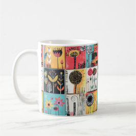 パッチワークのよくはしゃぐ開花 コーヒーマグカップ