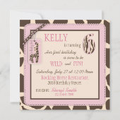 パッチワークのアニマルプリントのカップケーキの第6誕生日 招待状 (裏面)