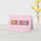 パッチワークのキルティングおばあちゃんを探す カード (黄色い花)