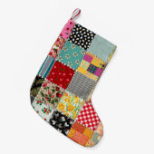 パッチワークのクリスマスのストッキング スモールクリスマスストッキング (正面 (吊り時))