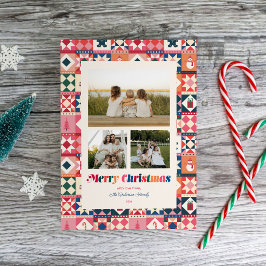 パッチワークのクリスマス マルチカラー 3枚の写真 シーズンカード