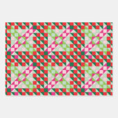 パッチワークのクリスマス ラッピングペーパーシート (正面)