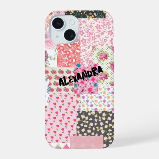 パッチワークのコラージュカラフルとクリエイティブ電話ケース iPhone 15ケース (裏面)