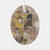 パッチワークのコラージュキルト：混合プリント。 ガラスオーナメント (正面左)