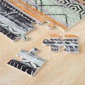 パッチワークのコラージュミックス、キルトパターンプリント。 ジグソーパズル (側面)