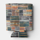 パッチワークのコラージュミックス、キルトパターンプリント。 缶クーラー (裏面)