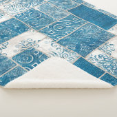 パッチワークのコラージュ：キルトパターンミックス シェルパブランケット (3/4)