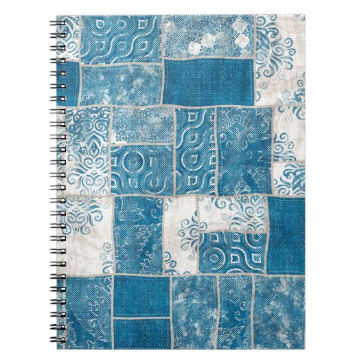 パッチワークのコラージュ：キルトパターンミックス ノートブック (正面)