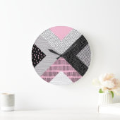 パッチワークのタイル、フリーハンドスケッチパターン。 ラージ壁時計 (ホーム)