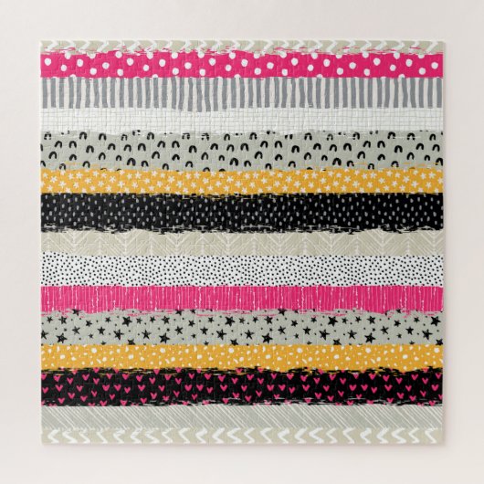 パッチワークのタイル：多彩なシームレスなデザイン。 ジグソーパズル (縦)