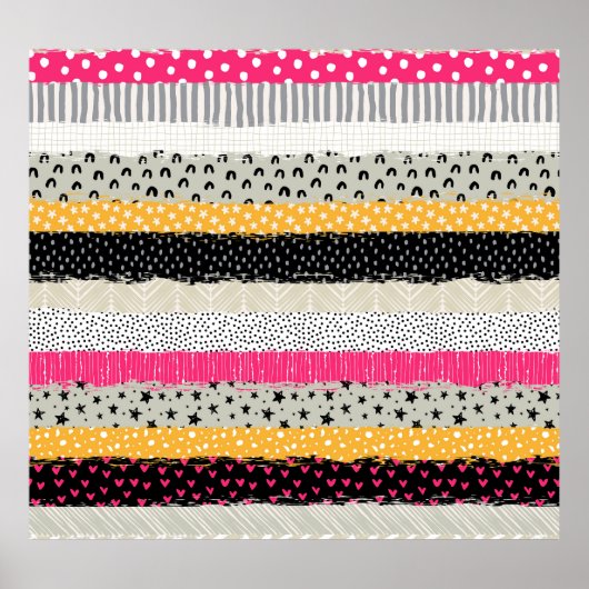 パッチワークのタイル:多彩なシームレスなデザイン。 ポスター (正面)