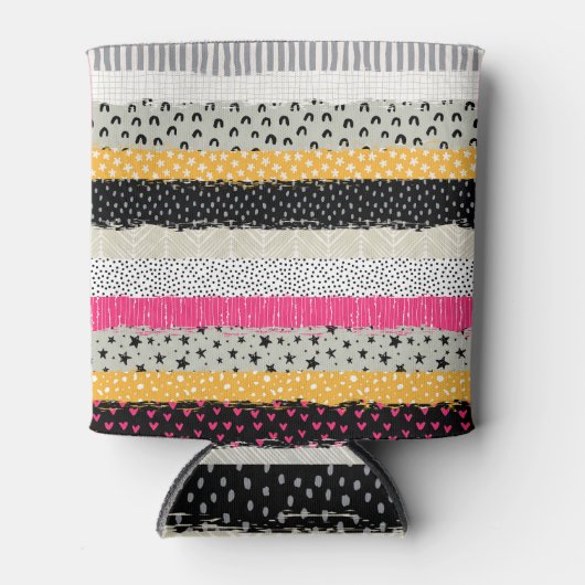 パッチワークのタイル：多彩なシームレスなデザイン。 缶クーラー (正面)