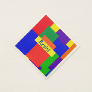 パッチワークのデザインの虹は紙ナプキンに抵抗します スタンダードカクテルナプキン